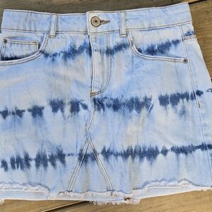 Zara Kids Blue Tie-Dye Denim Skirt